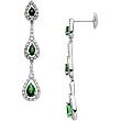 14K White Gold Tsavorite and Diamond Earrings