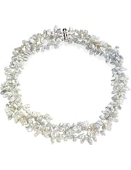 19" Freshwater Keshi White Cultured Pearl Strand in Sterling Silver