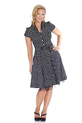 Junior Cocktail Princess Seams   Waistline Cotton Vintage Fitted Polka Dot Print Cap Sleeves Short Sleeves Bridesmaid Dress/Prom Dress/Party Dress 
