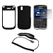 Black Rubberized Snap-On Cover Hard Case Cell Phone Protector + LCD Screen Protector + Rapid Car Charger for Blackberry Tour 9630 [Accessory Export Brand]