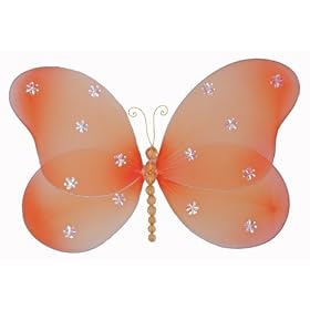 10 Orange Sparkle Butterfly nylon hanging ceiling wall baby nursery room wedding decor... by Bugs-n-Blooms