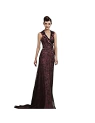 Sexy A-line V-neck Cocktail Floor Length Chiffon Sleeveless Beaded Homecoming Dress/Pageant Dress/Prom Dress/Party Dress/Wedding Dress 