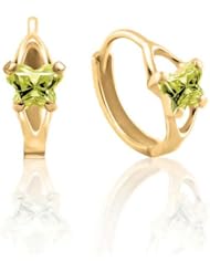 Bfly® Girls 10k Gold August Birthstone CZ Butterfly Hinged Earrings