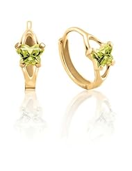 Bfly® Girls 14k Gold August Birthstone CZ Butterfly Hinged Earrings