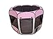 Best Pet Folding Play Pen - Medium - Pink Grid Pet Playpen