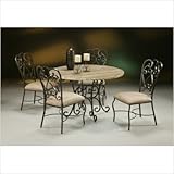 Magnolia 5 Piece Travertine Dining Set in Autumn Rust