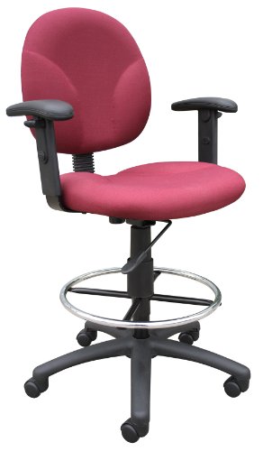 Boss Fabric Drafting Stools with Adjustable Arms and Footring, Burgundy On Sale
