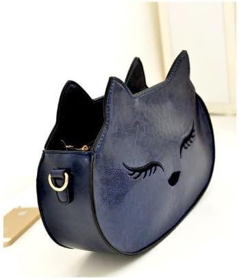 Retro Blue Eyes closed Fox Satchel Backpack Shoulder Cross-body Bag Handbag