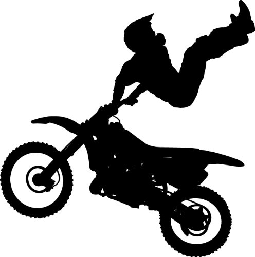 Motorcross Wall Decal Sticker - Dirt Bike Sport Decoration Mural - 12 in. Black