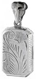 Sterling Silver Hand Engraved Rectangular Locket, 5/8 X 13/16