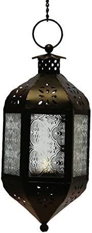 Clear Class Moroccan Candle Lantern with Chain