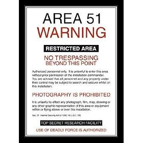 Area 51 Warning Ufo Aliens Nevada College Art White Wood-Mounted Poster Print - 24