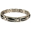 Stainless Steel Bracelet Mens Heavy Link Chain Black Inlaid Design Polish Finish by Bucasi Stainless Steel Bracelet Mens Heavy Link Chain Black Inlaid Design Polish Finish by Bucasi
