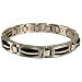 Stainless Steel Bracelet Mens Heavy Link Chain Black Inlaid Design Polish Finish by Bucasi