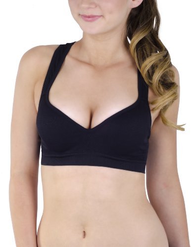 Racerback Push Up Padded Sports Bras Multiple Colors (Medium, Black)