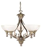 Nuvo Lighting 60 2488 Rockport 5-Light Chandelier with Alabaster Swirl Glass - Brushed Nickel
