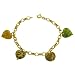 14 Karat Yellow Gold Murano Glass Heart Charm Bracelet (7 Inch)