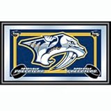 IMAGE OF New Trademark NHL Nashville Predators Framed Team Logo Mirror With Print Black Wrapped Wood Frames
