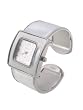 Geneva Platinum Women's Silver Faux Leather Bangle Watch��