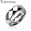 Tungsten Carbide Faceted Ring With Drop Down Edges