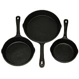 Cajun Cookware Seasoned Cast Iron 3 PC Skillet Set