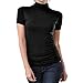 Stretch Short Sleeve Mock Neck Turtleneck Blouse Top Shirt