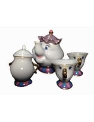 Kitchen: Disney Resort limited release  Beauty and the Beast  Mrs. Potts and Chip teapot set TM Mrs. Potts of pot u0026 chip of tea cup u0026 sugar pot - Disney
