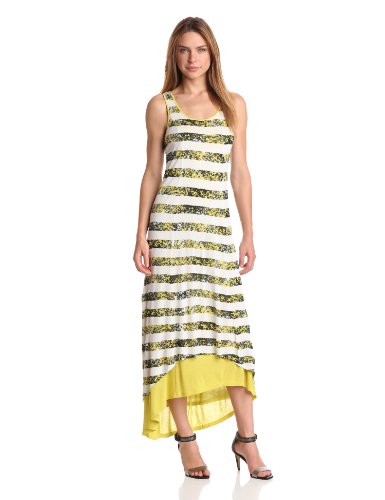 Kensie Women's Crackled Stripe Dress, Citrus Green Combo, X-Small