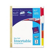Avery WorkSaver Big Tab Insertable Dividers, 5-Tab, 1 Set (11122)