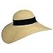 Luxury Divas Tan Wide Brimmed Floppy Hat with Black Ribbon Hat Band