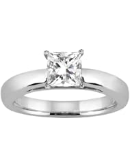 0.80 Ct Princess H/I SI1/SI2 Diamond 14K White Gold Solitaire Ring