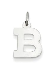 14k White Gold Small Block Intial B Charm Pendant. Metal Wt- 0.37g
