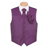 Men's - Purple - Formal Vest, Necktie and Hanky Set