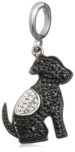 Sterling Silver Black and White Diamond Charm