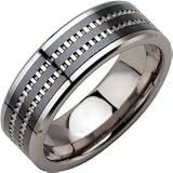 Comfort Fit Black Dura Tungsten Band with Ceramic Inlay 6.3mm Size 7, 7.5, 8, 8.5, 9, 9.5, 10, 10.5, 11, 11.5, 12, 12.5, 13