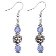 EXP Handmade Blue Crystal & Antiqued Silver Beaded Earrings