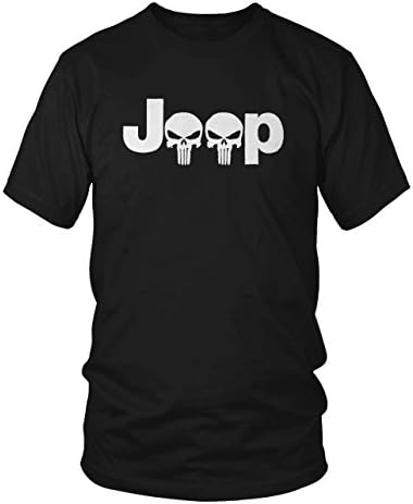 Advance Bravely Jeep Logo With Punisher Skull Symbol Hardcore Offroad T-Shirt Black XXXL