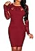 ZKESS Women's Long Sleeves Club Party Lace Bodycon Dress L Size Date Red