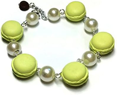 Sweetietiny Strand Bracelet Silver Plated Macaron Sweet Green Patel Colors Polymer Clay L6.5 Inch