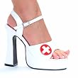 5.5 Inch Sexy Mid Platform Sandal Shoe Chunky Heel With Nurse Emblem Theatre Costumes Shoe