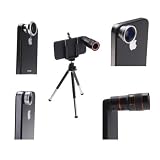 AGPtek® 4 in 1 Camera Lens Kit for Apple iPhone 4 (8X Black Telephoto Lens, Fish Eye Lens, Wide Angle + Micro Lens) Plus Tripod and Hard Case