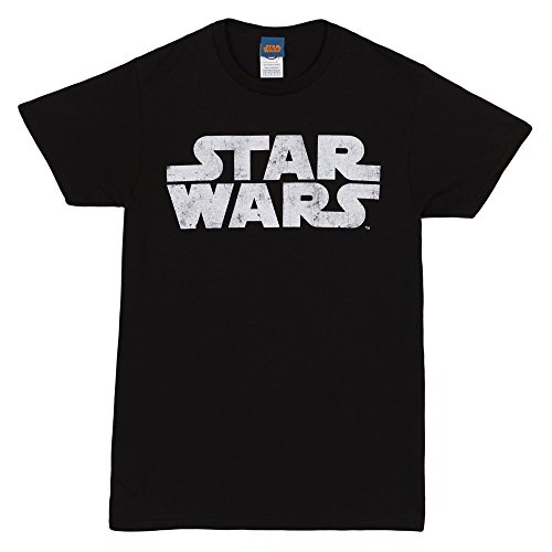 Star Wars Simplest Logo Adult T-Shirt - White on Black (X-Large)