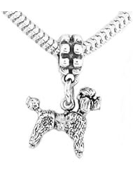 Sterling Silver Poodle Dog Dangle Bead Charm