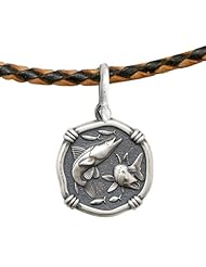 Guy Harvey 25mm Snook Tan/Black Leather Necklace - 18in