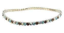 Anklet - A3 - Swarovski (tm) Crystal - Stretch ~ Aqua & Smoky Topaz