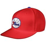 NBA Mitchell & Ness Philadelphia 76ers Red Team Logo Fitted Hat (8)