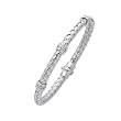 14K White Gold Diamond Accent Basket-Weave Bangle Bracelet - 7.25 inches