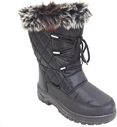 Girl's Water Resistant Winter Snow Boots (Baby-01) Black 12 (EU Size 30)