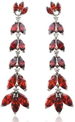Everbling Leaf Teardrop Red Swarovski Elements Crystal Earrings