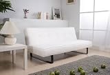 WHITE FAUX LEATHER CLICK CLACK FUTON SOFA BED * NEW *